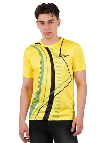 DRY FIT ROUND NECK T SHIRT - YELLOW BLACK S33