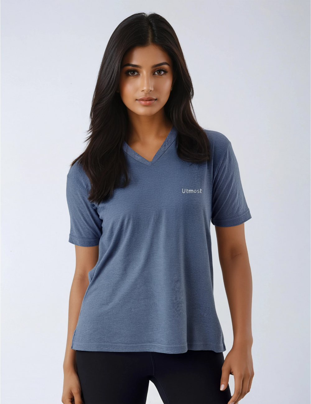 Ladies Polyester V-Neck Dry Fit T-Shirt -X05 - REGULAR FIT