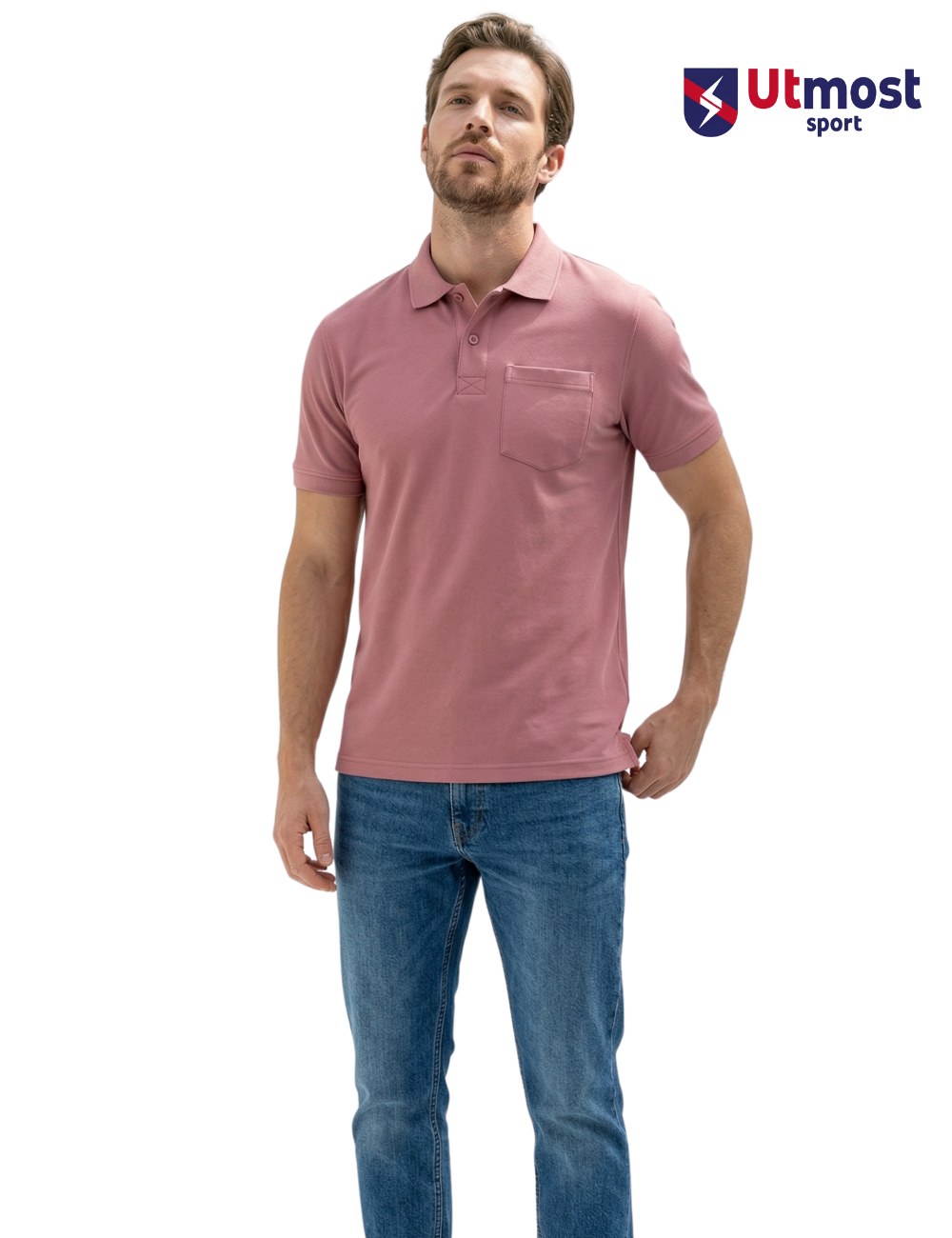 POLYSTER POLO T SHIRT WITH POCKET - A14 COOL PINK