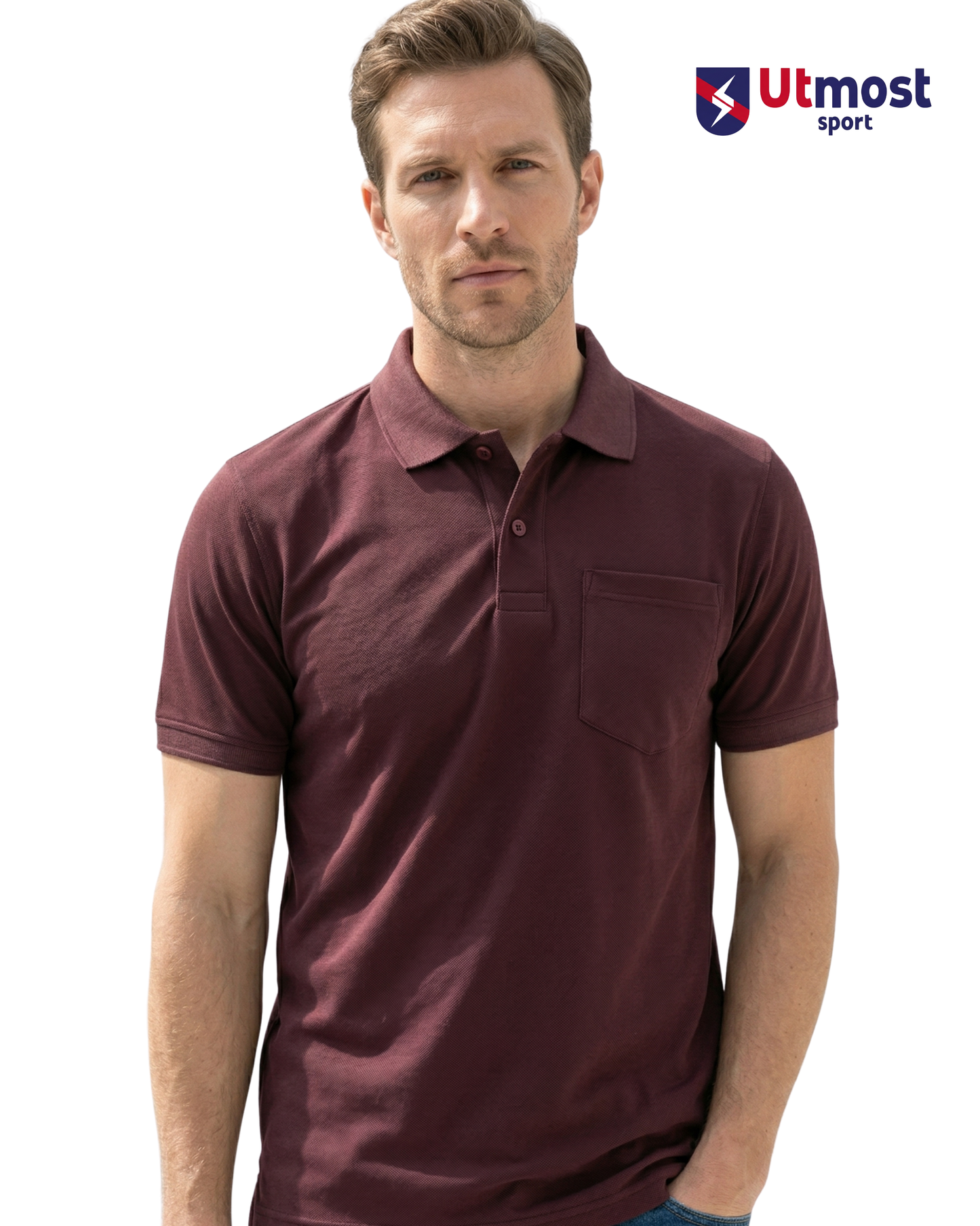 POLYSTER POLO T SHIRT WITH POCKET - A14 BISCUT