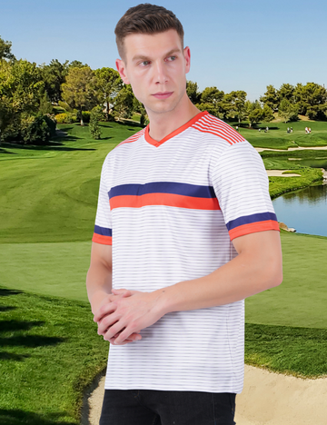 DRY FIT ROUND NECK T SHIRT - WHITE STRIPES S19