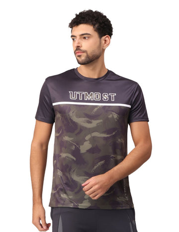 DRY FIT ROUND NECK T SHIRT - BLACK CAMOUFLAGE S09