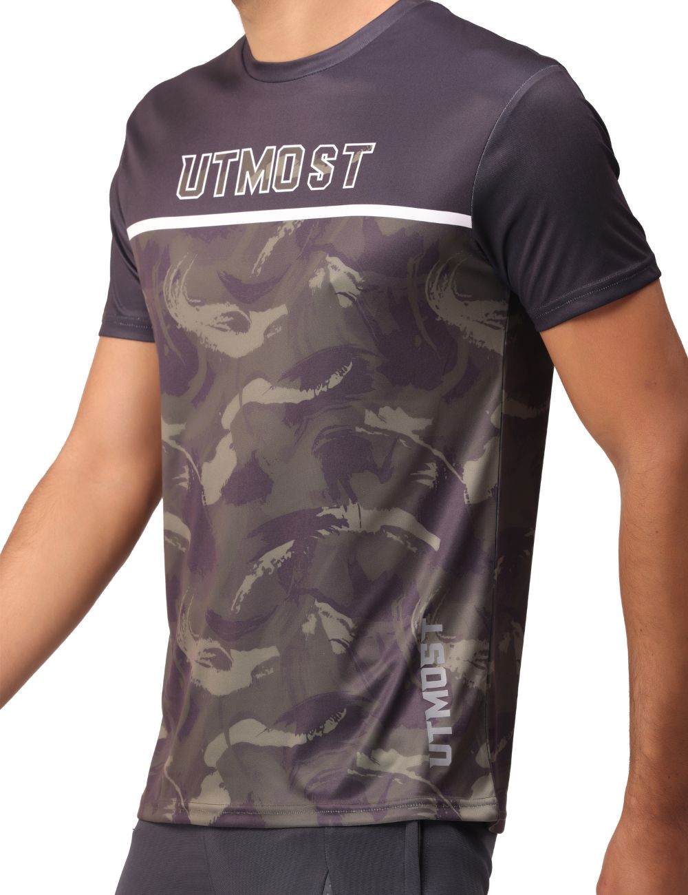DRY FIT ROUND NECK T SHIRT - BLACK CAMOUFLAGE S09