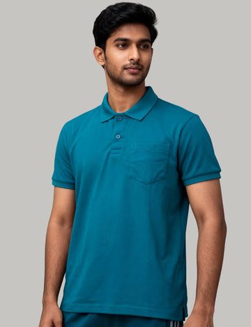 POLYSTER POLO T SHIRT WITH POCKET - A14 INK BLUE