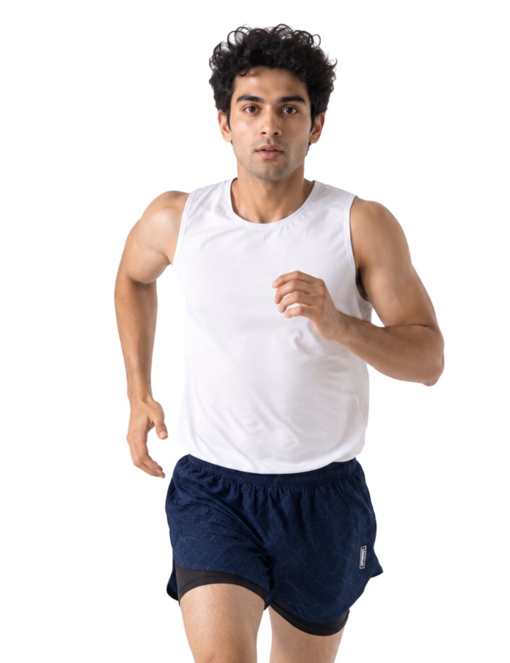 Men’s 5 inch Runner Shorts with Inner - C01 Navy with Lines