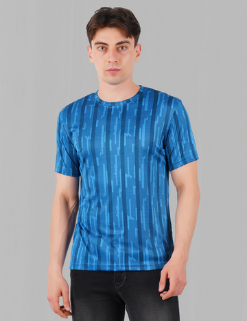 DRY FIT ROUND NECK T SHIRT - BLUE & BLACK - S91