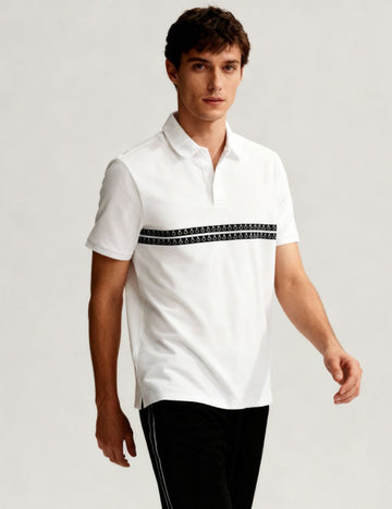 Men’s Polyester White Polo T-Shirt with Elastane