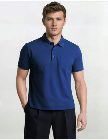 POLYSTER POLO T SHIRT WITH POCKET - A14 NAVY