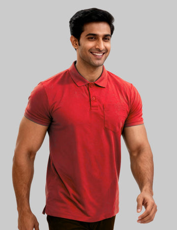 POLYSTER POLO T SHIRT WITH POCKET - A14 RED
