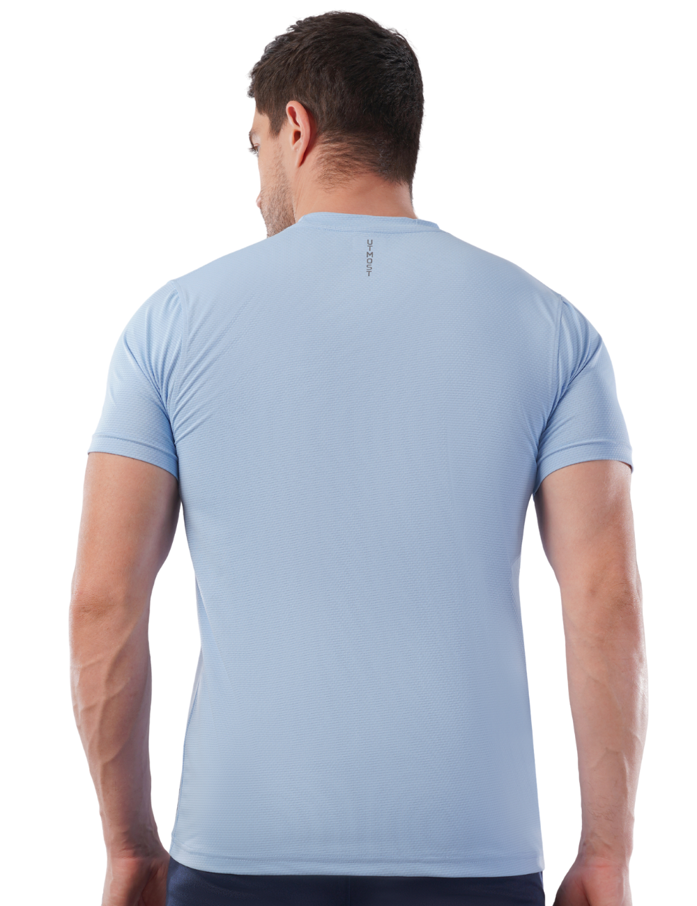 Dry Fit Running T Shirt - Self Design and Stretchable Light Blue - A23