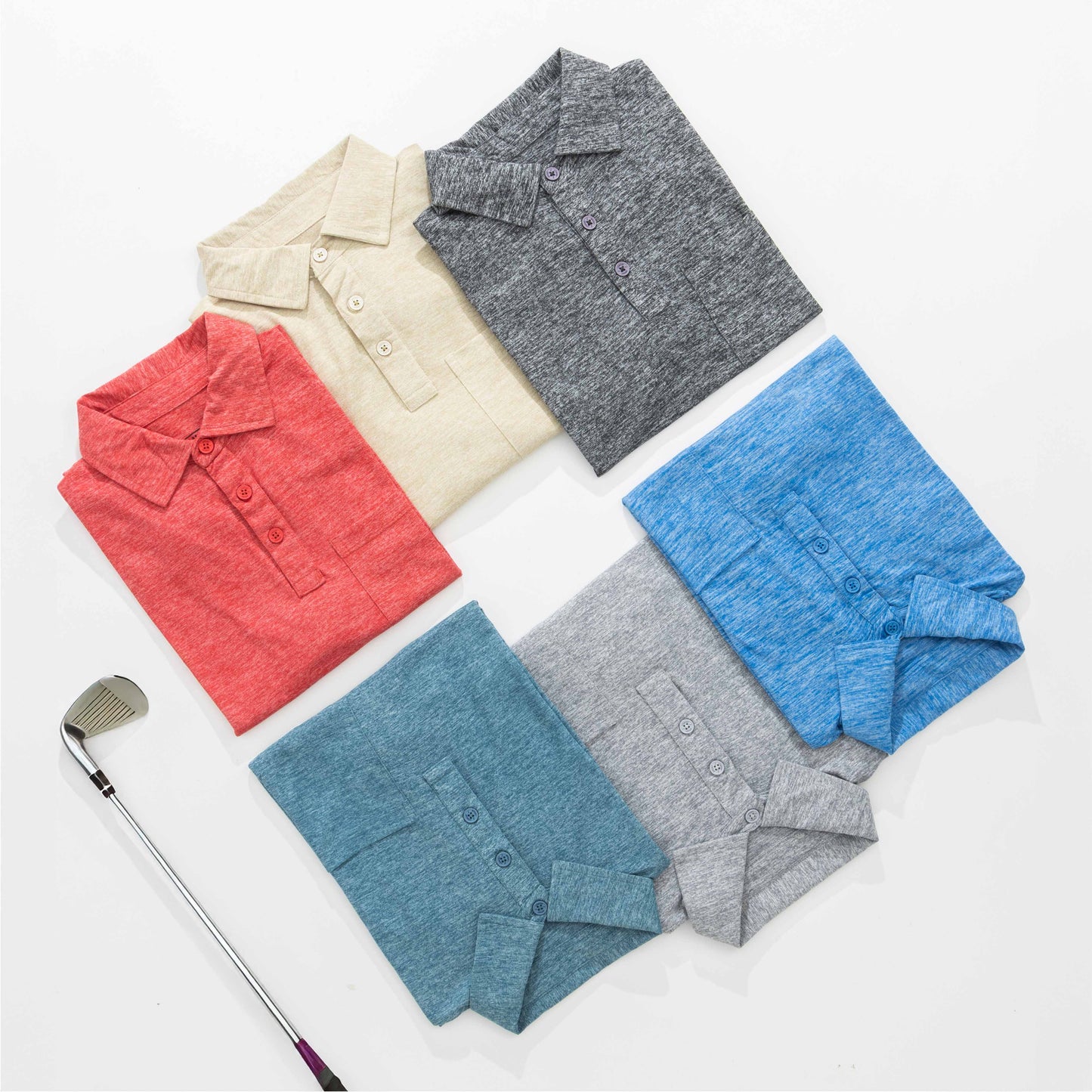 SELF COLLAR MELANGE COTTON FEEL POLYSTER POLO - A25