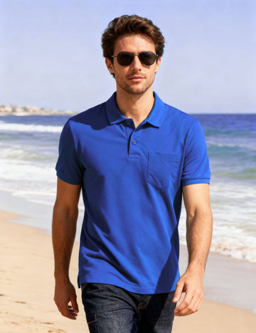 POLYSTER POLO T SHIRT WITH POCKET - A14 ROYAL BLUE