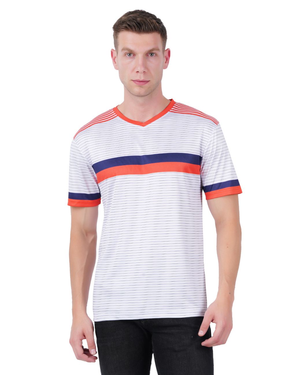 DRY FIT ROUND NECK T SHIRT - WHITE STRIPES S19