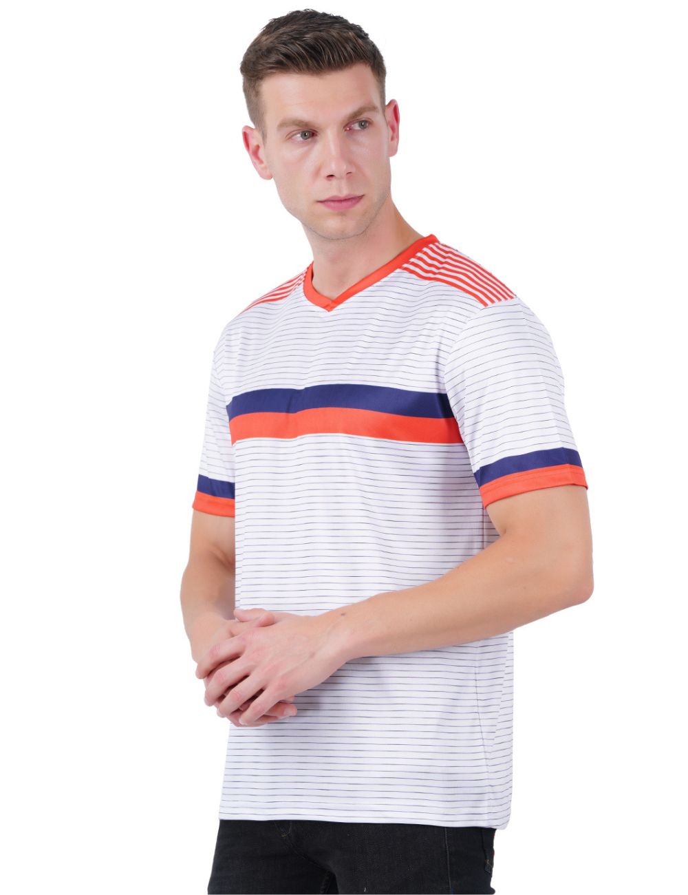 DRY FIT ROUND NECK T SHIRT - WHITE STRIPES S19