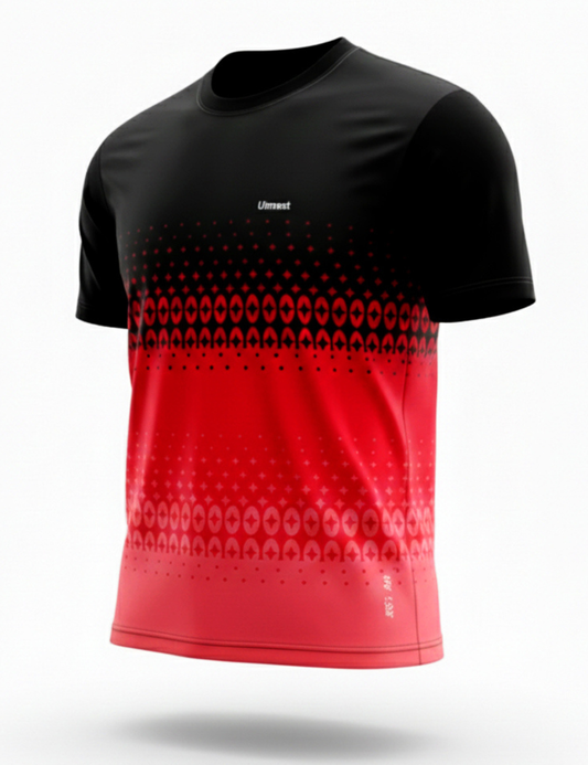 Light Weight Graphic stretchable Print Dry Fit T-Shirt  A29 Black and Red