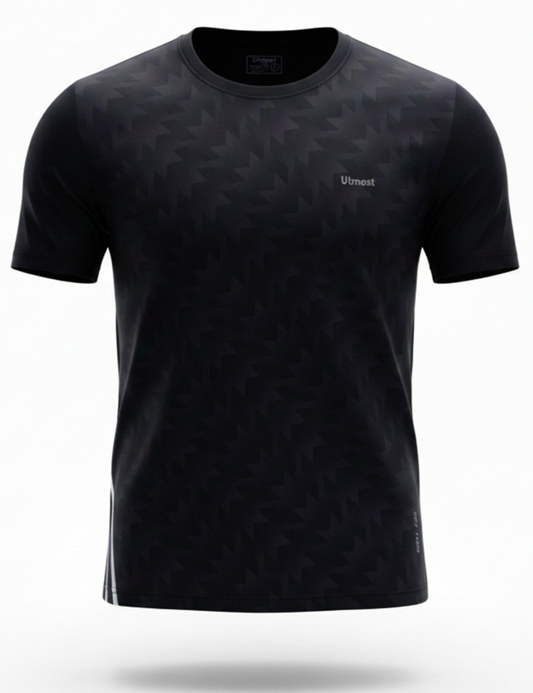 Light Weight Graphic stretchable Print Dry Fit T-Shirt  A29 Black