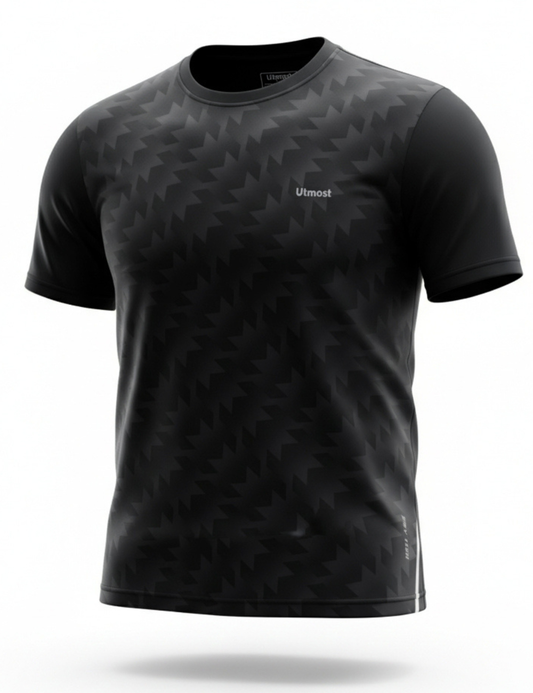 Light Weight Graphic stretchable Print Dry Fit T-Shirt  A29 Black