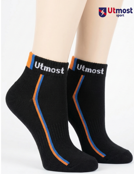 ANKLE SOCKS - COTTON TERRY(2 PAIR - BLACK AND GREY)