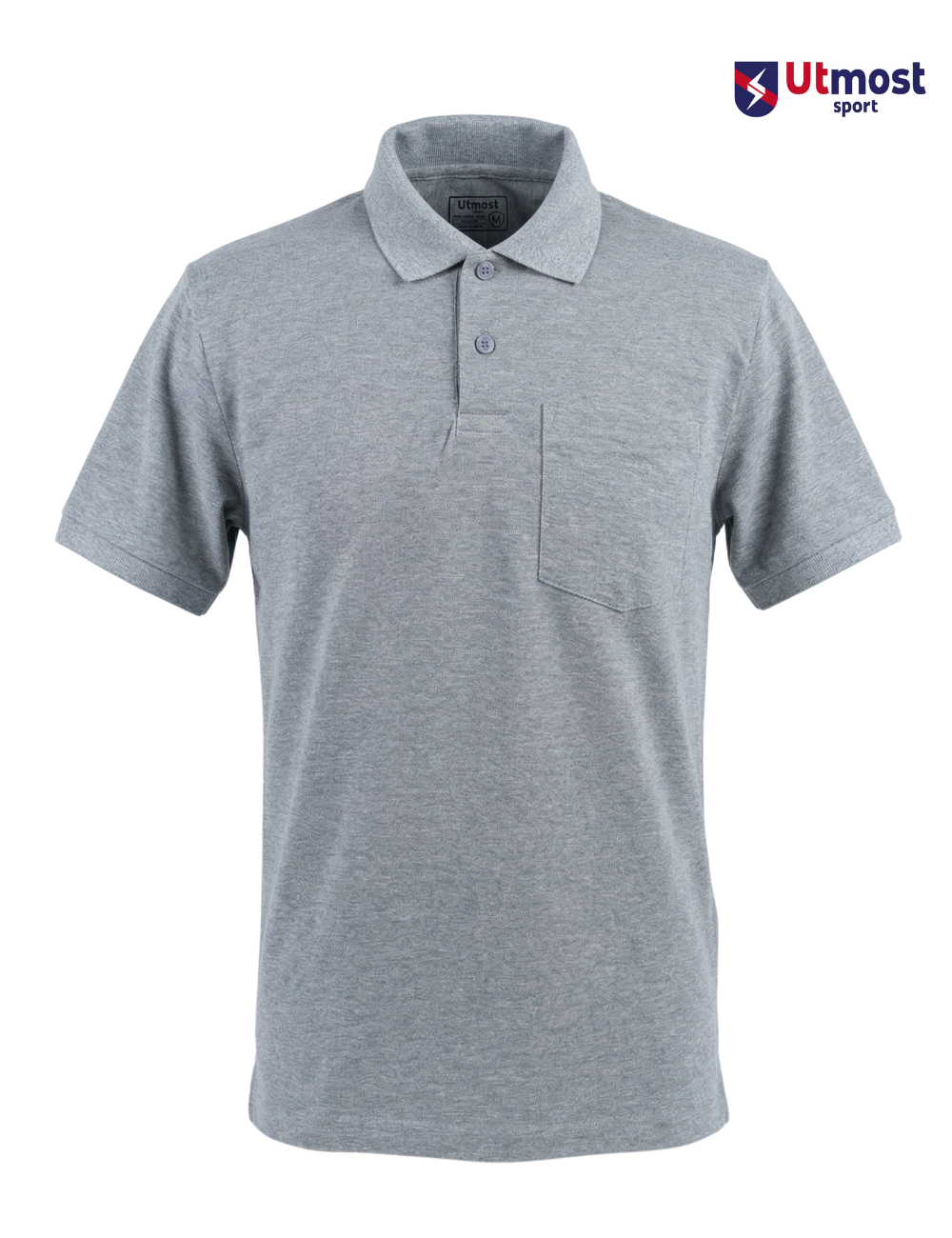 POLYSTER POLO T SHIRT WITH POCKET - A14 GREY