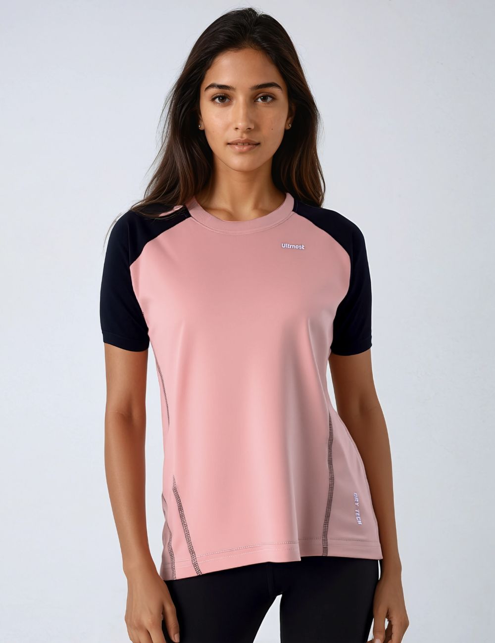 Ladies Polyester Dry Fit T-Shirt with Raglan Sleeves Cool Pink - X04(REGULAR FIT)
