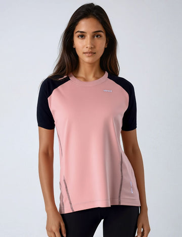 Ladies Polyester Dry Fit T-Shirt with Raglan Sleeves Cool Pink - X04(REGULAR FIT)