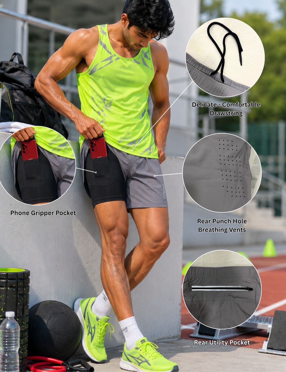 Men’s 5 inch Runner Shorts with Inner - C01