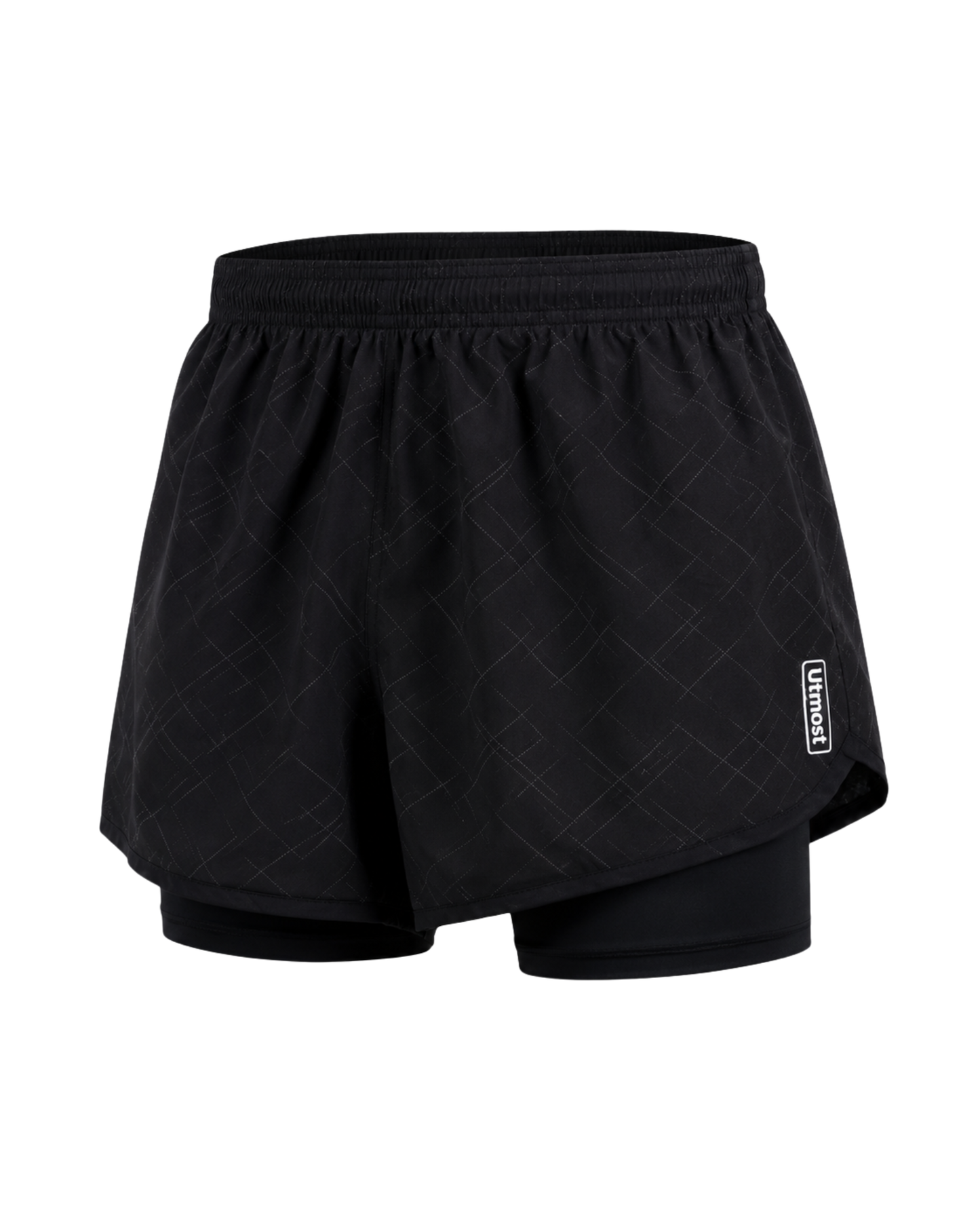 Men’s 5 inch Runner Shorts with Inner - C01 Black With Lines