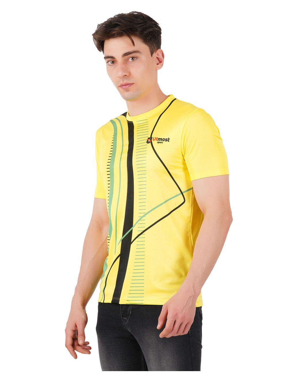 DRY FIT ROUND NECK T SHIRT - YELLOW BLACK S33