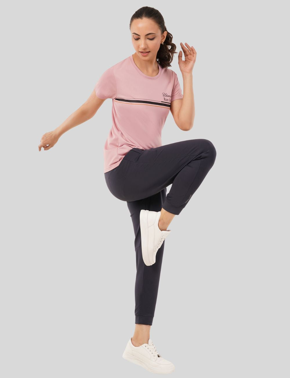 Ladies Polyester Chest Print Dry Fit T-Shirt X01 Cool Pink - Regular Fit