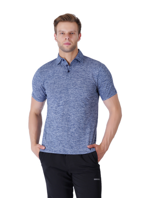 SELF COLLAR MELANGE COTTON FEEL POLYSTER POLO - A25