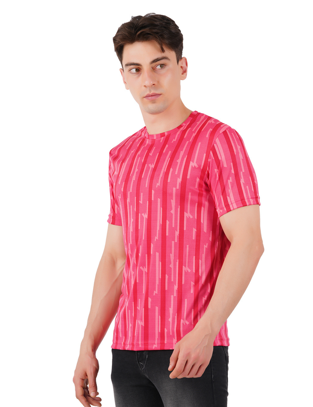 DRY FIT ROUND NECK T SHIRT - PINK & RED - S92