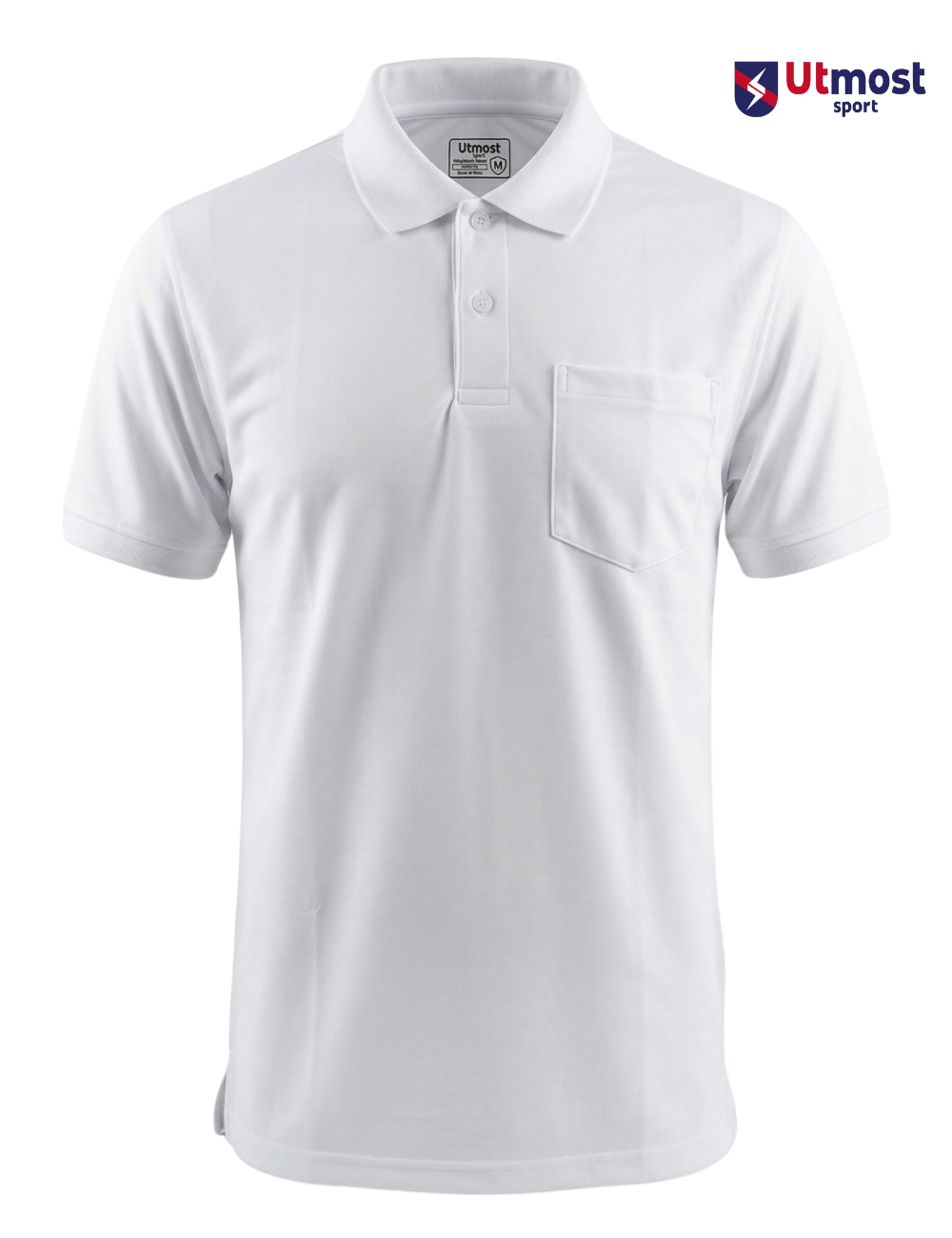 POLYSTER POLO T SHIRT WITH POCKET - A14 WHITE