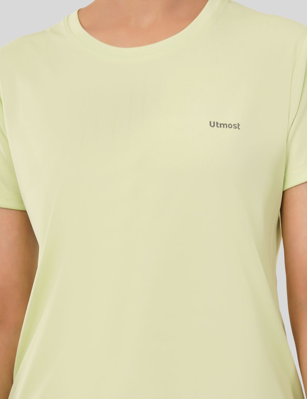 Ladies Polyester Yellow Back Print Dry Fit T-Shirt X01 - Regular Fit