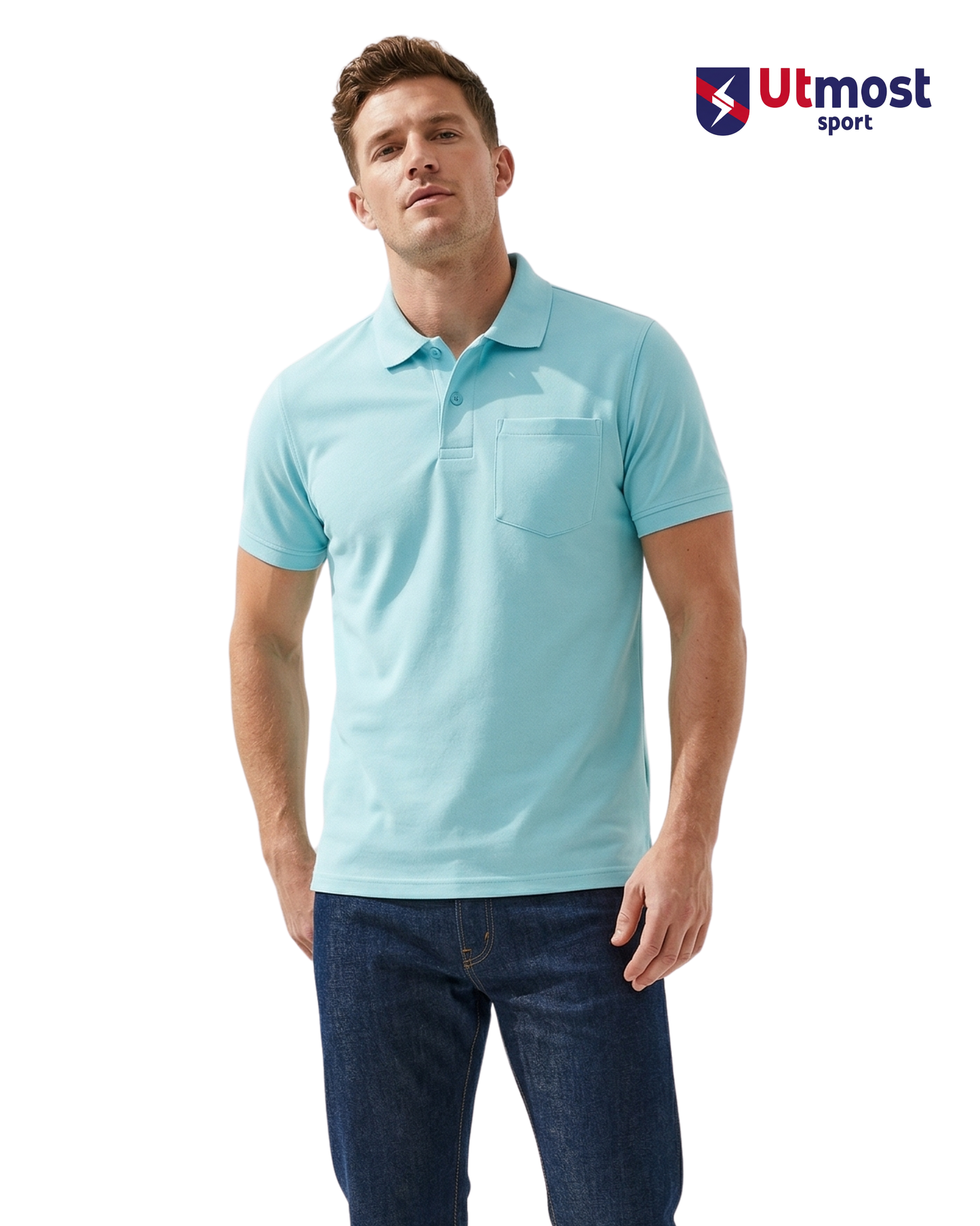 POLYSTER POLO T SHIRT WITH POCKET - A14 MINT