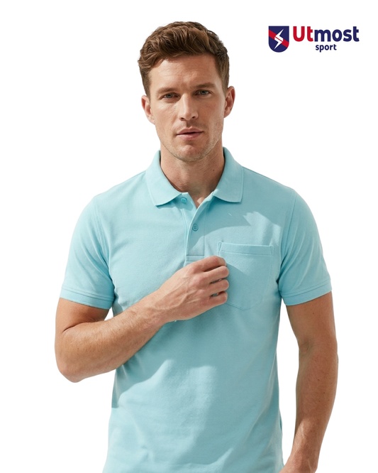 POLYSTER POLO T SHIRT WITH POCKET - A14 MINT