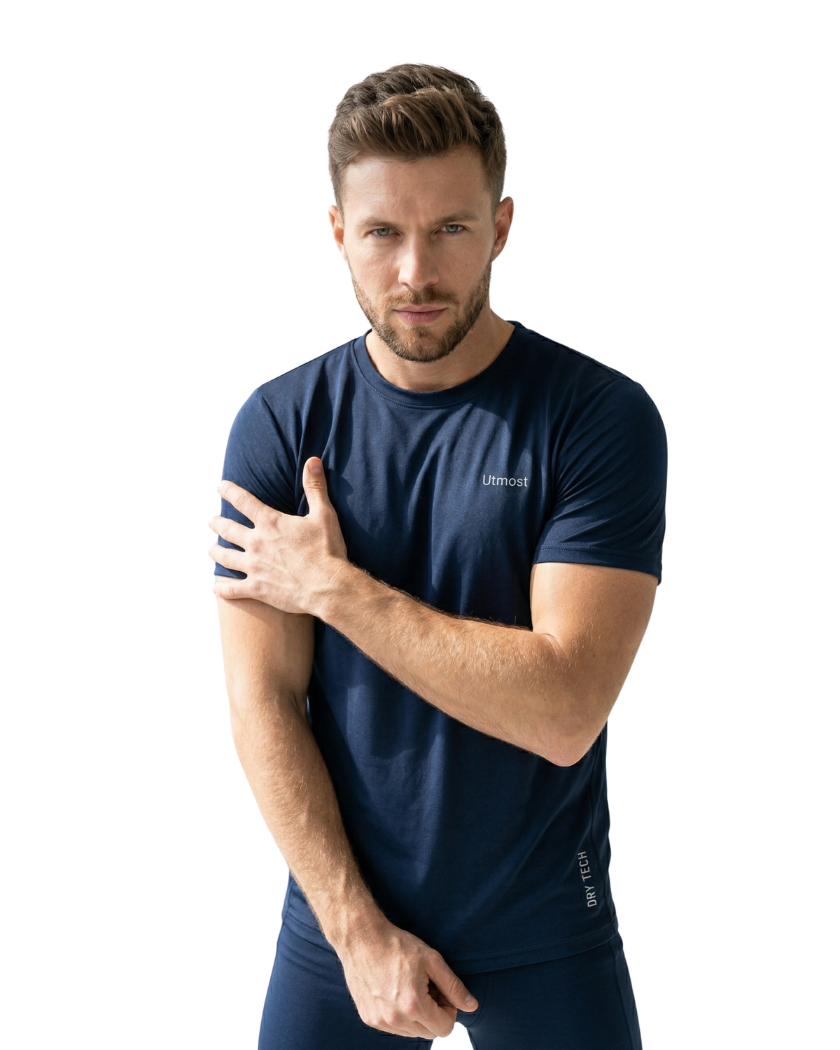 Light Weight Stretchable Plain Dry Fit T-Shirt (A39 Navy)