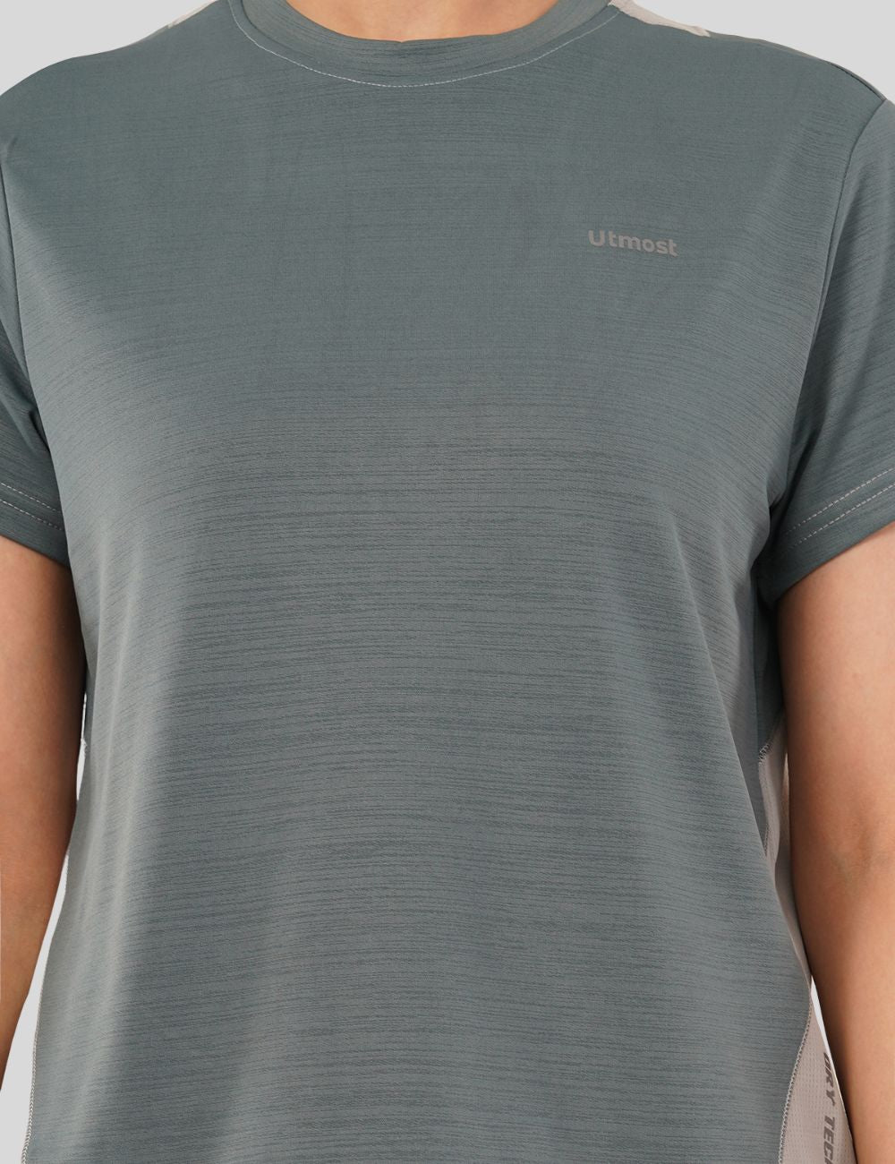 LADIES RACER BACK DUAL COLOUR DRY FIT T-SHIRT - X05 Dark and Light Grey (LOOSE FIT)