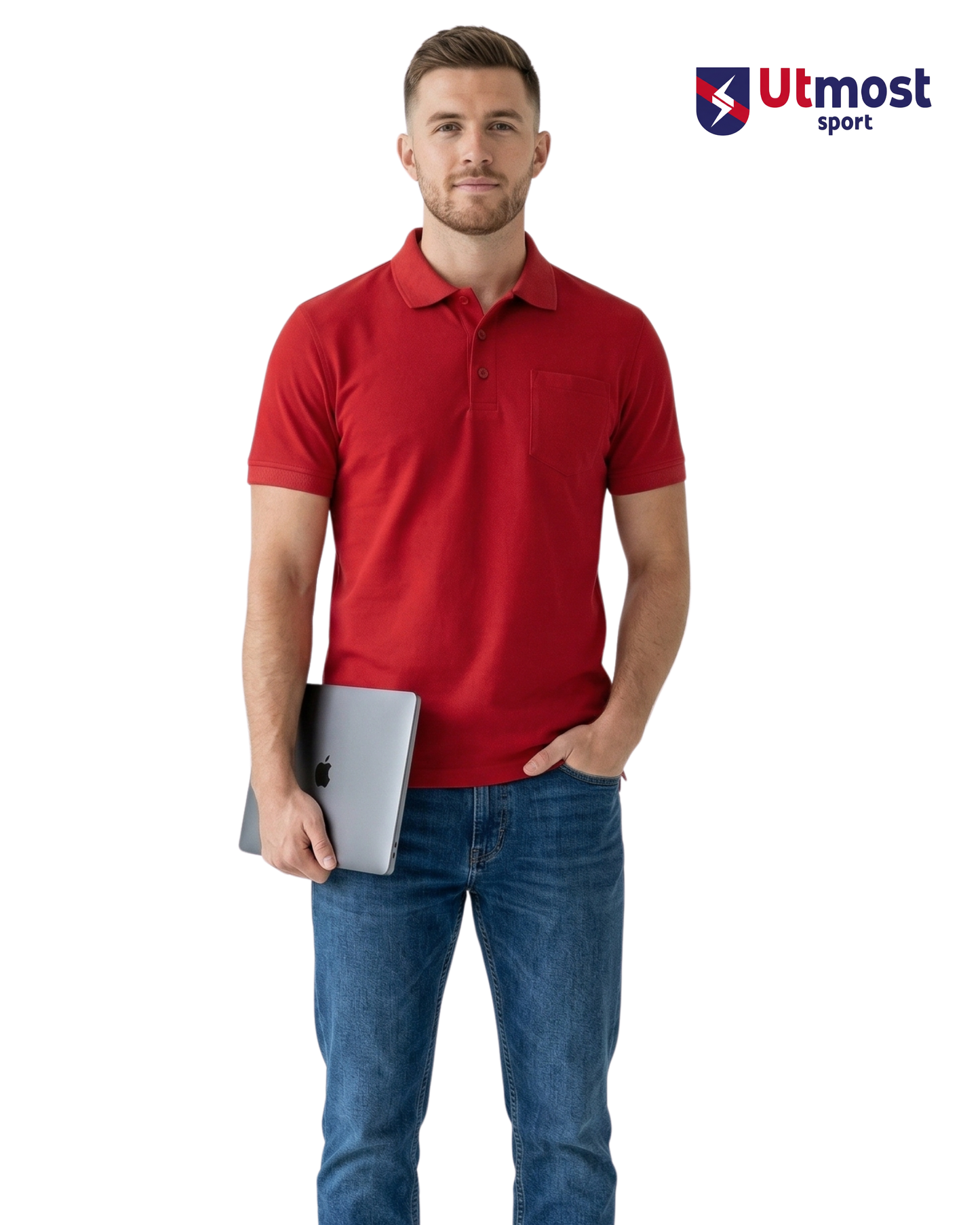 POLYSTER POLO T SHIRT WITH POCKET - A14 RED