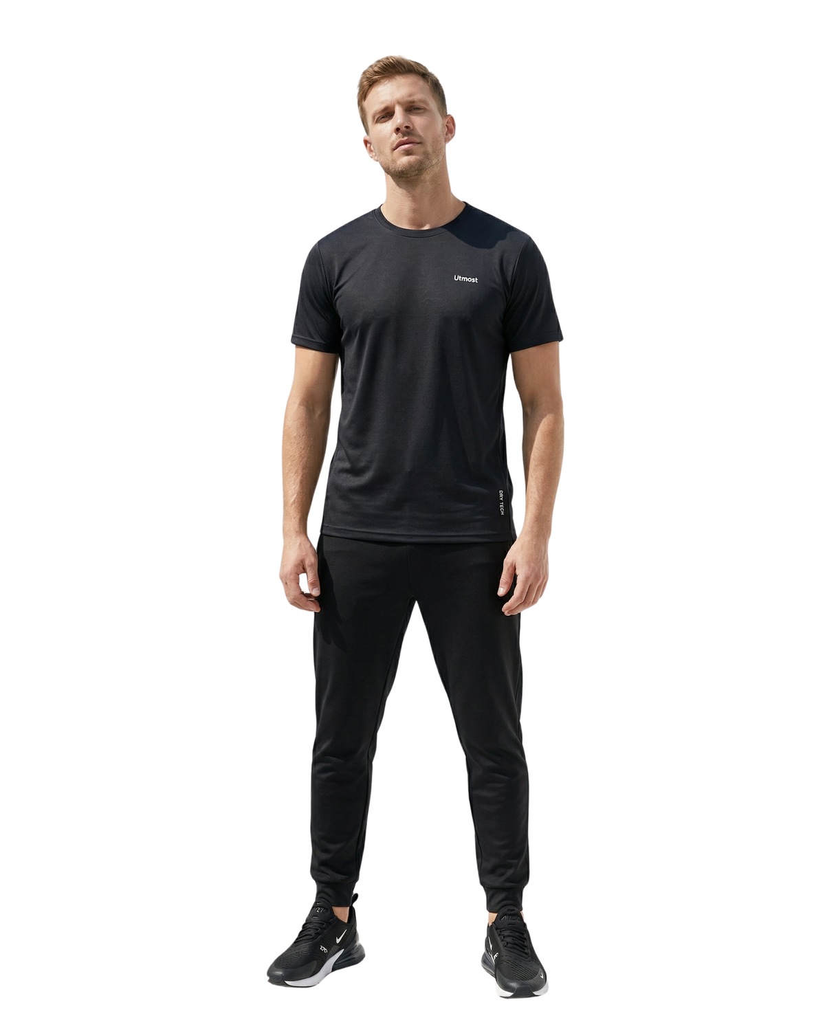 Light Weight Stretchable Plain Dry Fit T-Shirt (A39 Black)