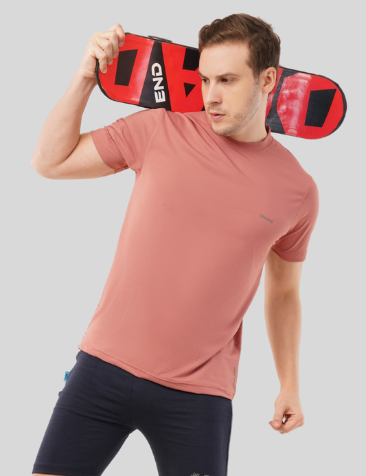 Dry Fit Running T Shirt -Self Design and Stretchable Rust A23