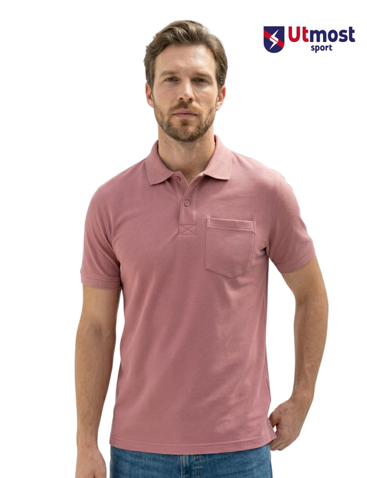 POLYSTER POLO T SHIRT WITH POCKET - A14 COOL PINK