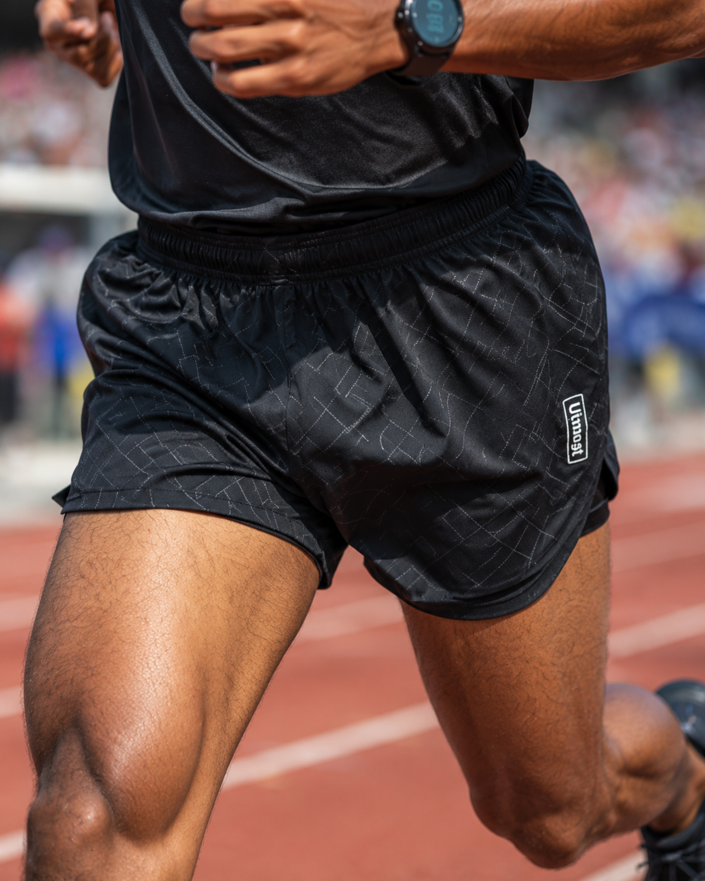 Men’s 5 inch Runner Shorts with Inner - C01 Black With Lines