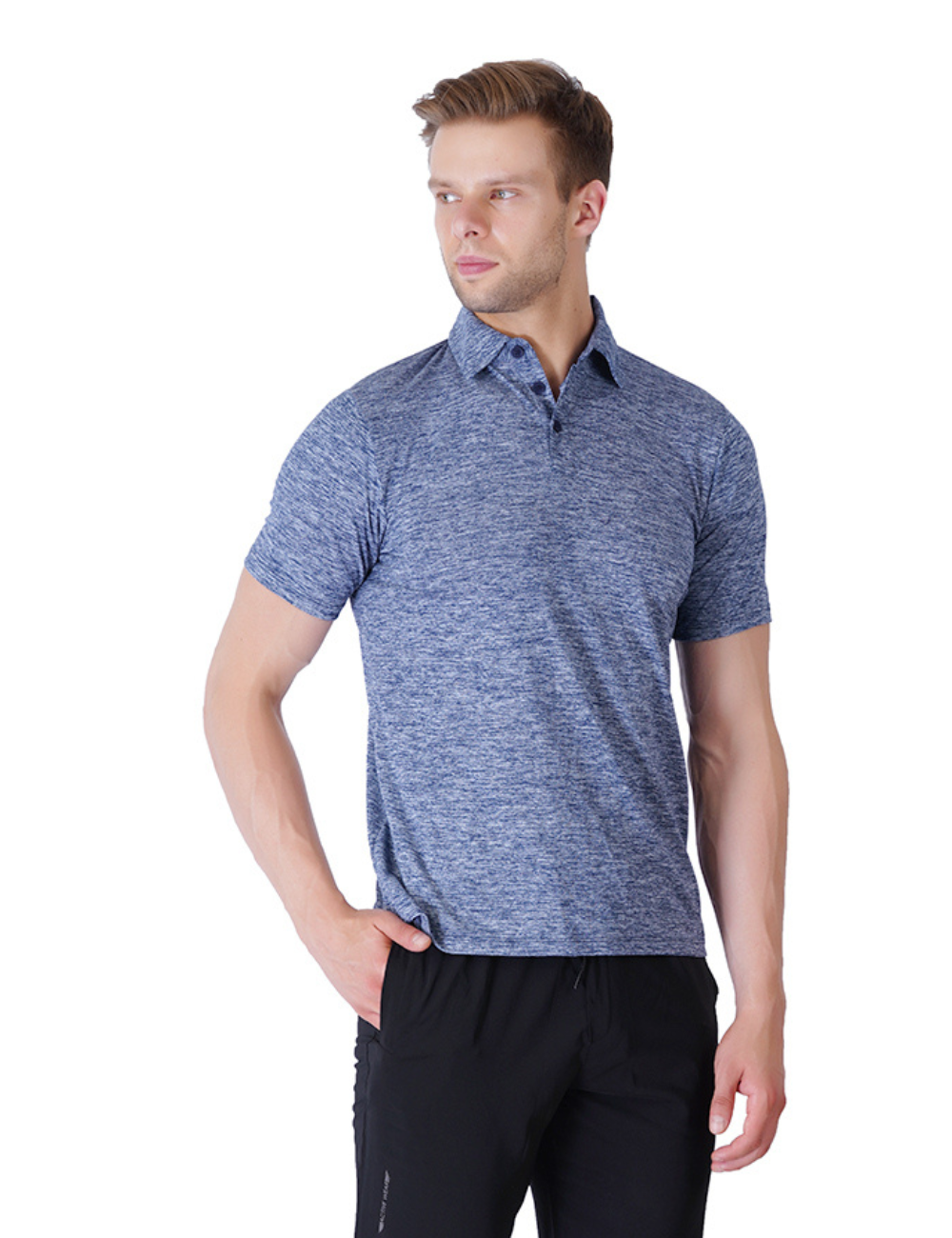 SELF COLLAR MELANGE COTTON FEEL POLYSTER POLO - A25