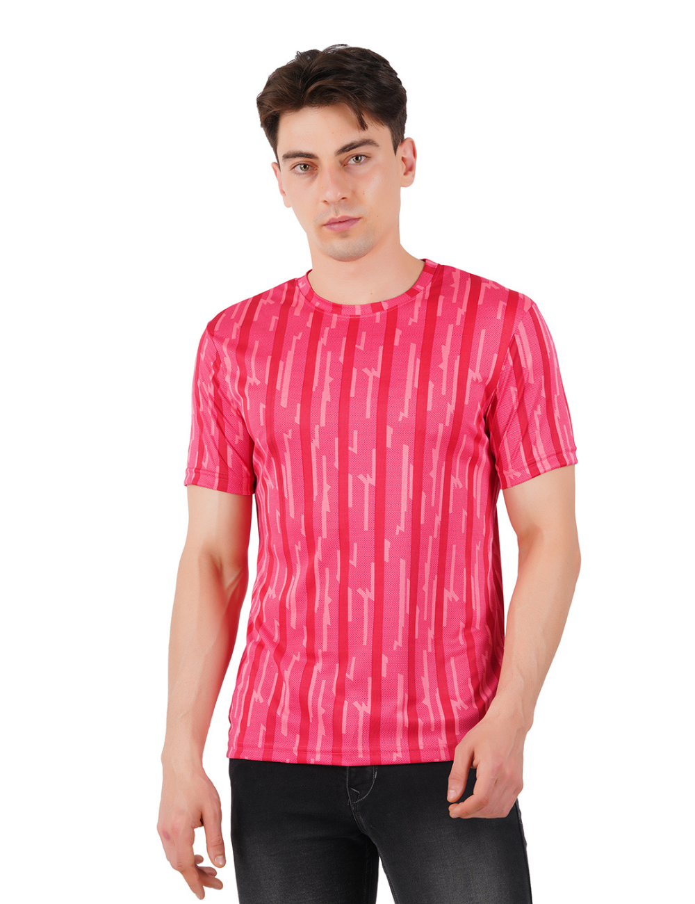 DRY FIT ROUND NECK T SHIRT - PINK & RED - S92