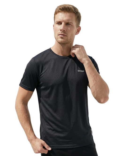 Light Weight Stretchable Plain Dry Fit T-Shirt (A39 Black)
