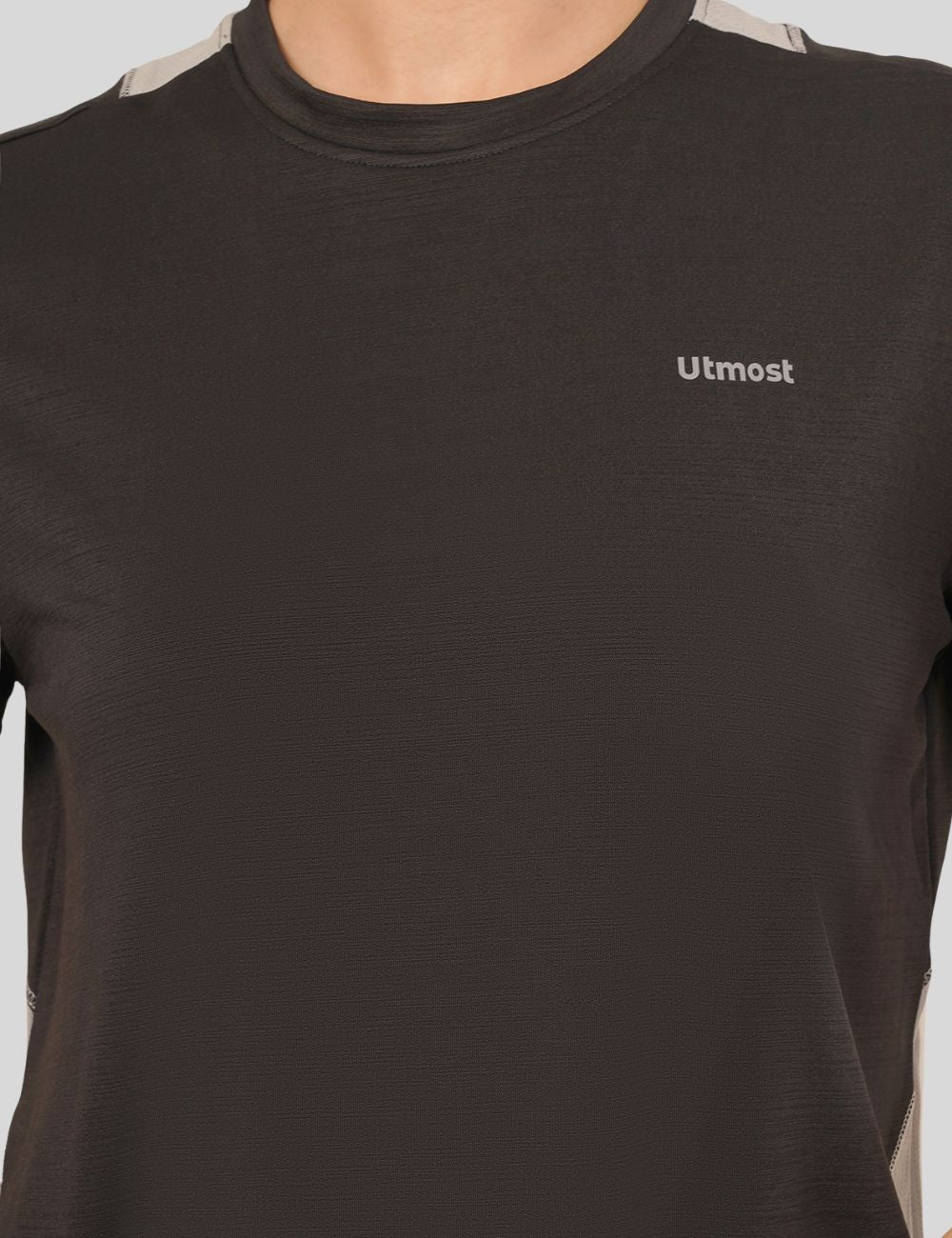 LADIES RACER BACK DUAL COLOUR DRY FIT T-SHIRT - X05 BLACK AND GERY (LOOSE FIT)