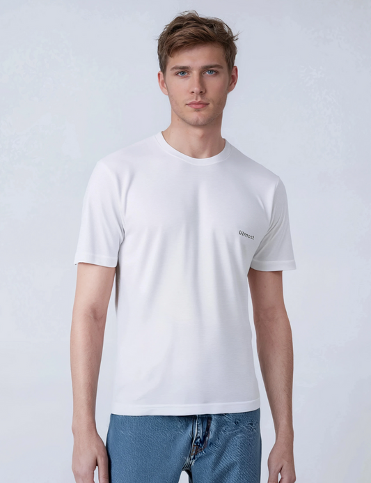 Dry Fit Running T Shirt - Self Design and Stretchable White- A23