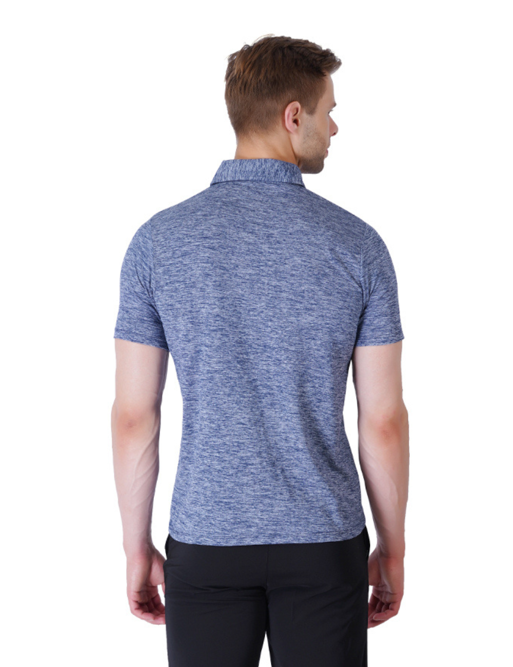 SELF COLLAR MELANGE COTTON FEEL POLYSTER POLO - A25