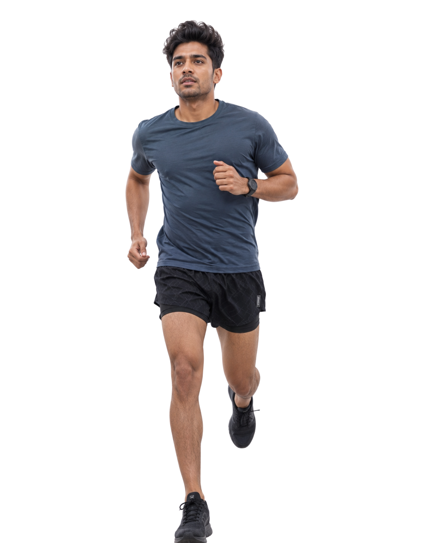 Men’s 5 inch Runner Shorts with Inner - C01 Black With Lines