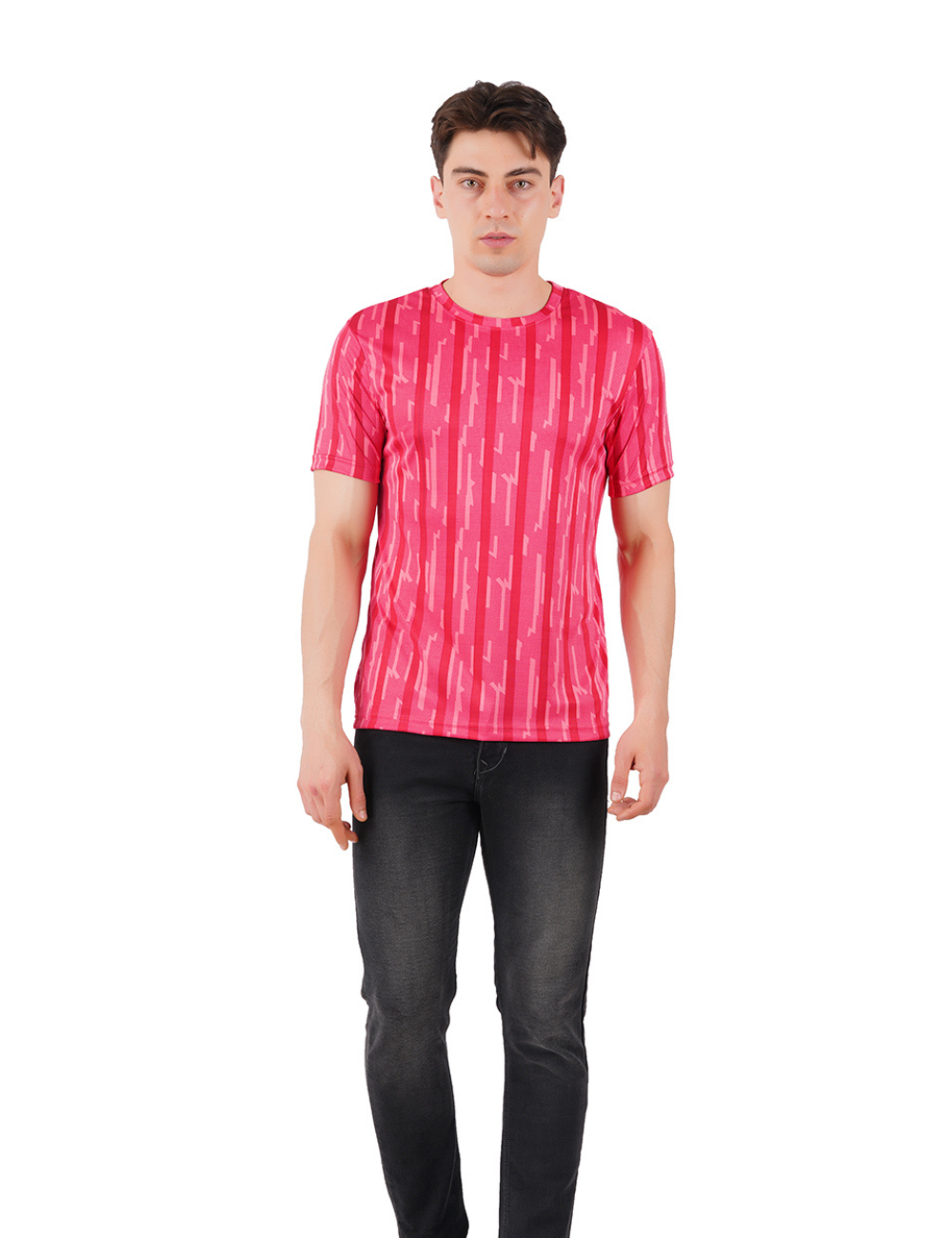 DRY FIT ROUND NECK T SHIRT - PINK & RED - S92